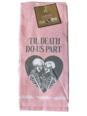 Til Death Do Us Part Pink Skeleton Heart Kitchen Towel By Deborah Connolly Desig
